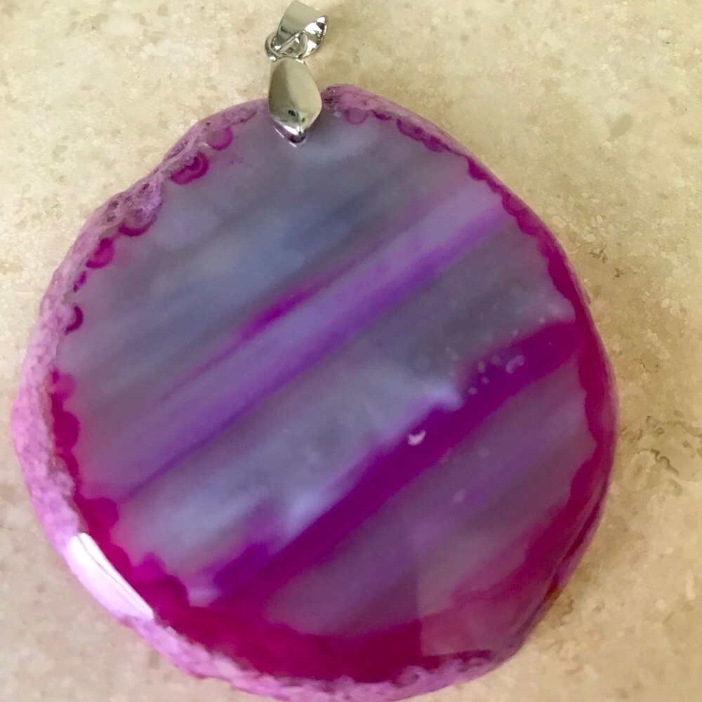 🌈LAST One💕 Pink Agate Sliced Pendant 💕